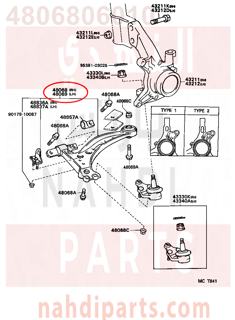 4806806010,ARM SUB-ASSY, FRONT SUSPENSION, LOWER NO.1 RH,مقص  امامى تحت يمين 