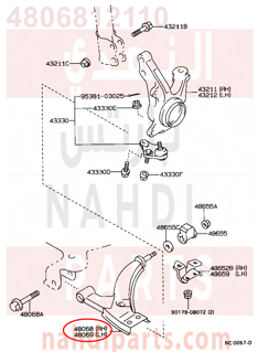 4806812110,ARM SUB-ASSY, FRONT SUSPENSION, LOWER NO.1 RH,مقص  امامى تحت يمين 