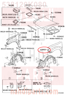 538120K080,FENDER SUB-ASSY, FRONT LH,رفرف أمامي يسار كامل