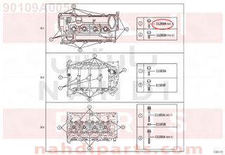 90109A0050,BOLT(FOR CYLINDER HEAD COVER),مسمار 