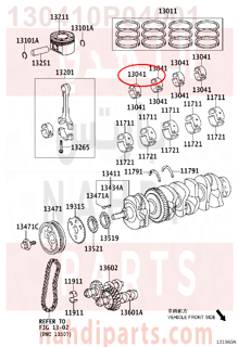 130410P04001,BEARING, CONNECTING ROD,سبيكة ذراع بستم 