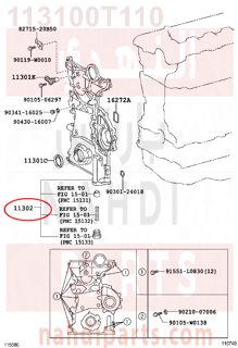 113100T110,COVER SUB-ASSY, TIMING CHAIN OR BELT,غطاء صدر مكينة 