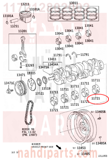 117212802002,BEARING, CRANKSHAFT, NO.2,سبيكة مكينة 