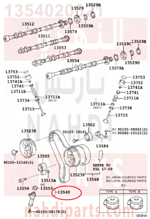 1354020021,TENSIONER ASSY, CHAIN, NO.1,شداد جنزيز مكينه - بلف شداد جنزير