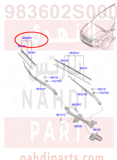 983602S000,BLADE ASSY-WIPER,PASSEGER,1R000 مساحات