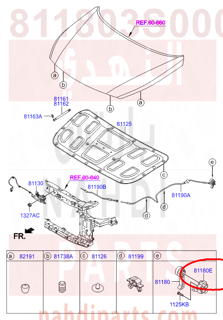 811803S000,BASE ASSY-HOOD LATCH REL,يد كبوت سوناتا 2013