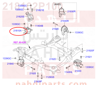 218102P100,BRACKET ASSY-ENGINE MTG,21811-2B000 كرسي مكينة