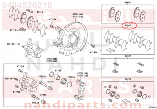 0494520210,SHIM KIT, ANTI SQUEAL, FRONT,طقم صاجات قماش فرامل أمامي