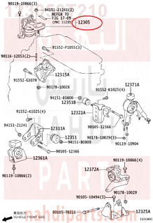 123050T210,INSULATOR SUB-ASSY, ENGINE MOUNTING, RH,كرسي مكينة علوي