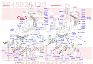 8845026120,PAD ASSY-FRONT SEAT BACK,RH,PAD ASSY-FRONT SEAT BACK,RH