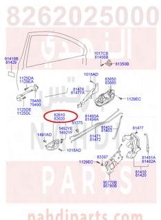 8262025000YN,HANDLE ASSY-DOOR INSIDE,RH,N/A