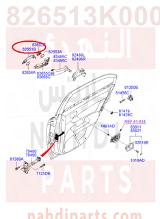 826513K000,HANDLE ASSY-DOOR OUTSIDE,يد باب خارجي يسار