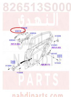 826513S000,HANDLE ASSY-DOOR OUTSIDE,يد باب خارجي يسار