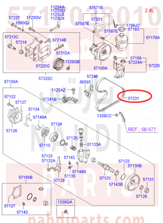 5717038010,BELT"V"-POWER STEERING PUMP,سير باور +مكيف سوناتا 99-2002