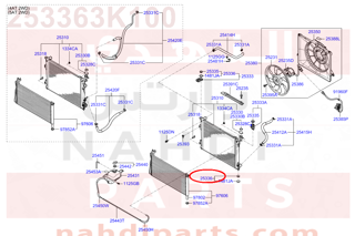 253363K100,INSULATOR-RADIATOR MTG,LWR,2B000-2H000-2P000 قاعدة رديتر