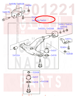 5450122100,ARM & BALL JOINT ASSY-LWR,RH,مقص امامي اكسنت 98