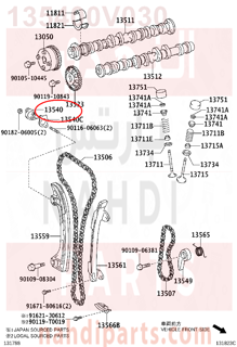 135400V030,TENSIONER ASSY, CHAIN, NO.1,شداد جنزيز مكينه - بلف شداد جنزير