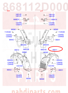 868112D000,GUARD ASSY-FRONT WHEEL,LH,بطانة رفرف امامي يسار