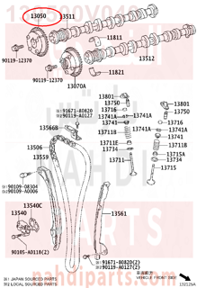 130500V040,GEAR ASSY, CAMSHAFT TIMING,ترس 