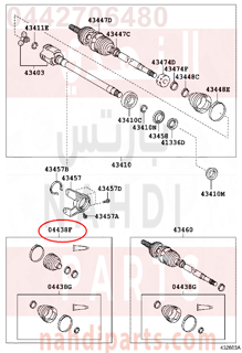 0442706480,BOOT KIT, FRONT DRIVE SHAFT, IN & OUTBOARD, RH,جلود عكوس أمامي داخلي و خارجي - يمين - طقم