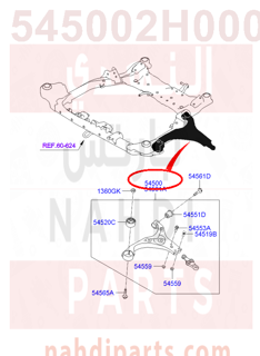 545002H000,ARM COMPLETE-FR LWR,LH,مقص امامي يسار