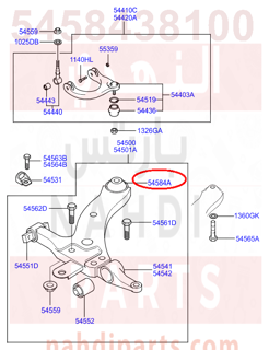 5458438100,BUSH-FR LWR ARM(G),2B000 جلدة مقص