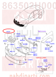 863502H000,GRILLE ASSY-RADIATOR,شبك اماميه النترا...