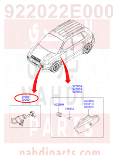 922022E000,LAMP ASSY-FRONT FOG,RH,كشاف يمين