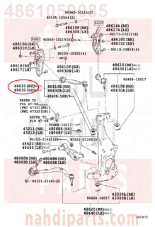 4861059085,ARM ASSY, FRONT SUSPENSION UPPER, RH,ذراع  