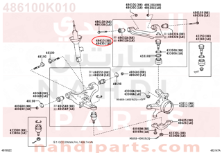 486100K010,ARM ASSY, FRONT SUSPENSION UPPER, RH,ذراع  