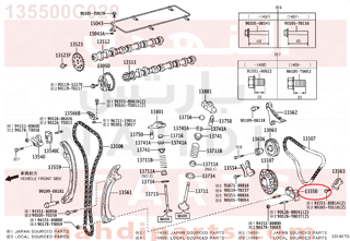 135500C020,TENSIONER ASSY, CHAIN, NO.2,بلف جنزير مكينة