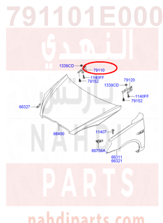 791101E000,HINGE ASSY-HOOD,LH,مفصلات كبوت