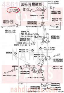 4861060060,ARM ASSY, FRONT SUSPENSION UPPER, RH,مقص فوق يمين