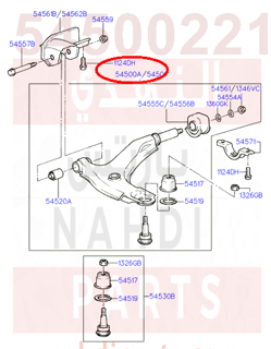 5450022100,ARM & BALL JOINT ASSY-LWR,LH,مقص يسار اكسنت 97