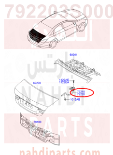 792203S000,HINGE ASSY-TRUNK LID,RH,مفصلات شنطة