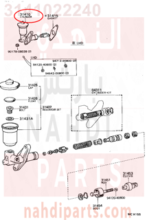 3141022240,CYLINDER ASSY, CLUTCH MASTER,سلندر (أسطوانة )