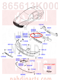 865613K000,GRILLE-FRONT BUMPER,شبك امامي تحت