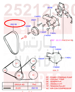 2521238000,BELT V-COOLANT PUMP & GENERATOR,سير