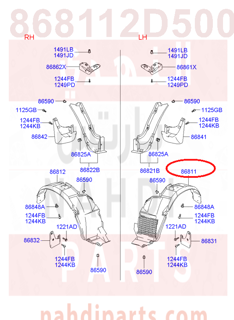 868112D500,GUARD ASSY-FRONT WHEEL,LH,حشوة رفرف امامي يسار