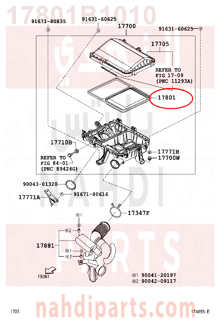 17801B1010,ELEMENT SUB-ASSY, ENGINE AIR FILTER,فلتر هواء مكينة