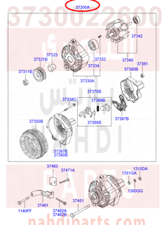 3730022600,GENERATOR ASSY,دينمو اكسنت 2006