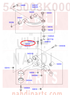 545003K000,ARM COMPLETE-FR LWR,LH,مقص يسار سوناتا 2007