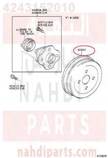 4243152010,DRUM SUB-ASSY, REAR BRAKE,هوب كفر خلفي - نظام هلال