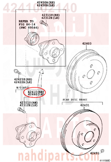 4241002140,HUB & BEARING ASSY, REAR AXLE, RH,قاعدة فلنجة خلفي 