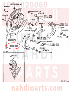 4654020060,SHOE ASSY, PARKING BRAKE, RH OR CENTER NO.1,قناش جلنط 