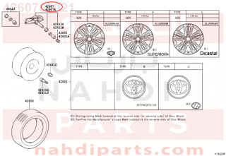 4260702021,VALVE SUB-ASSY, TIRE PRESSURE MONITOR (FOR SPARE),بلف الكفر