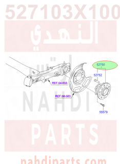 527103X100,HUB ASSY-RR WHEEL,فلنجة  خلفي