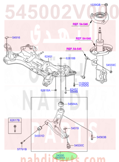 545002V000,ARM COMPLETE-FR LWR,LH,مقص امامي يسار