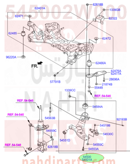 545002W000,ARM COMPLETE-FR LWR,LH,مقص امامي يسار