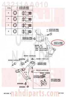 43211AA010,KNUCKLE, STEERING, يمين   ,المفصل ، التوجيه ، اليمين
